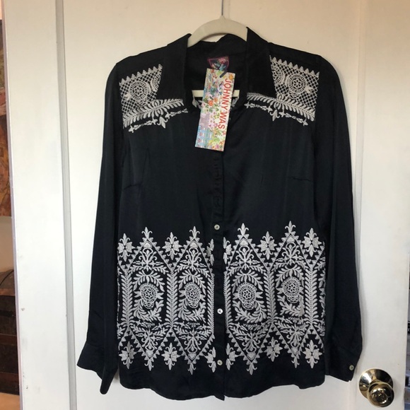 Johnny Was NWT silk button front & back blouse - Picture 1 of 8